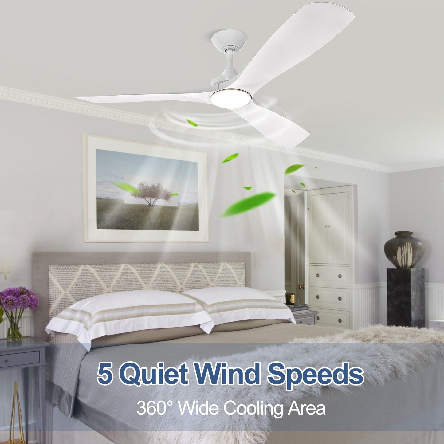 Ventilateur de plafond à télécommande avec éclairage, à encastrer