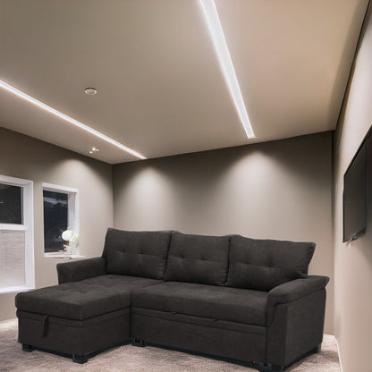 Canapé d'angle réversible avec lit escamotable, chaise longue avec rangement intégré, pieds robustes,