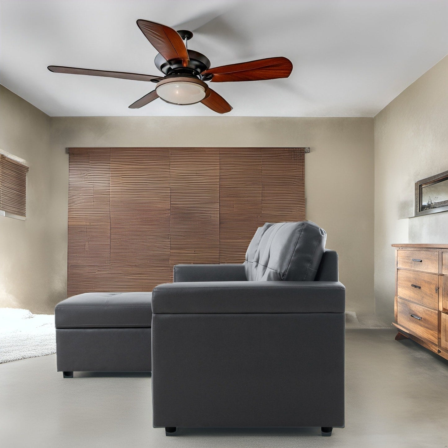 Canapé d'angle réversible avec lit escamotable, chaise longue avec rangement intégré, pieds robustes,