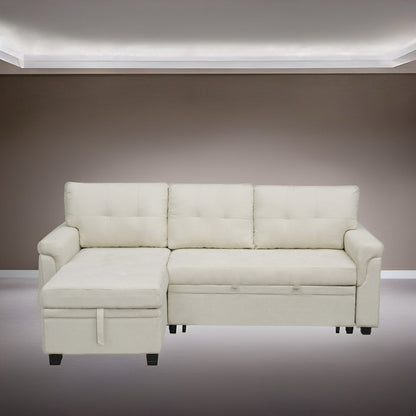 Canapé d'angle réversible avec lit escamotable, chaise longue avec rangement intégré, pieds robustes,