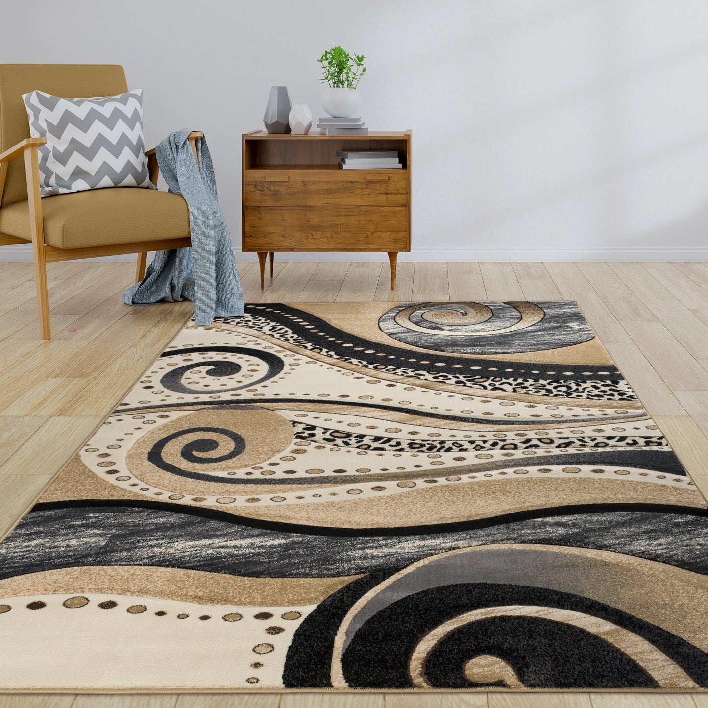 Rhodes Collection Abstract Swirl Area Rug