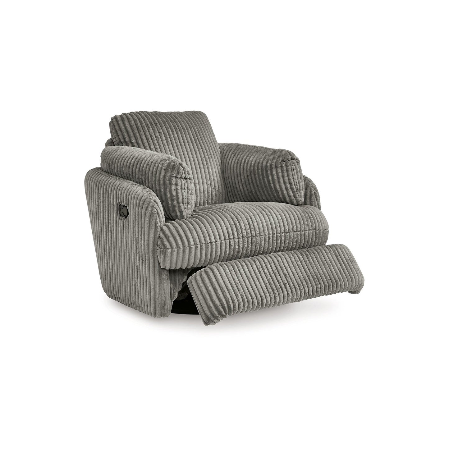 Fauteuil inclinable pivotant Rikki, glissement manuel, tissu velours gris, 2 coussins