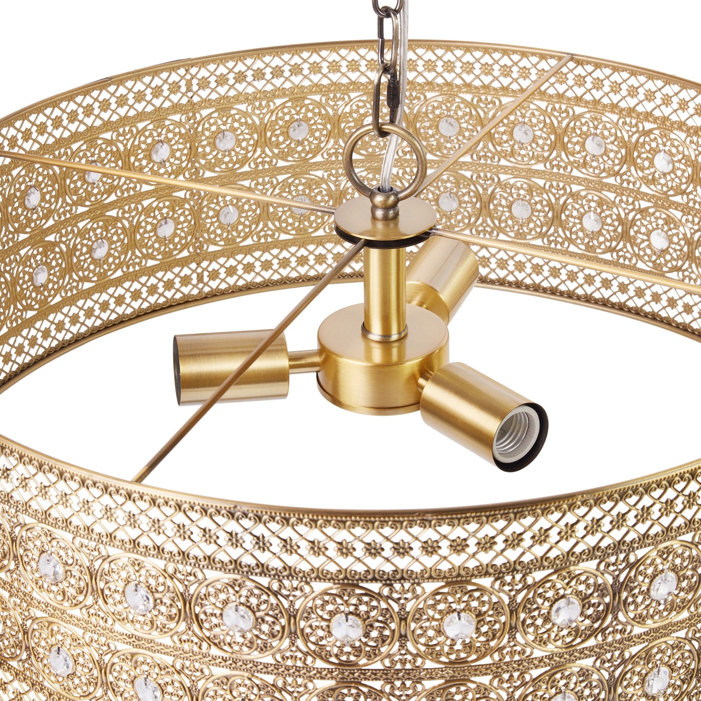 River of Goods Bryar Lustre en laiton et cristal à 3 lumières 23.5W - 23.5 x 23.5 x 61.5