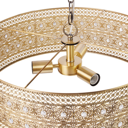 River of Goods Bryar Lustre en laiton et cristal à 3 lumières 23.5W - 23.5 x 23.5 x 61.5