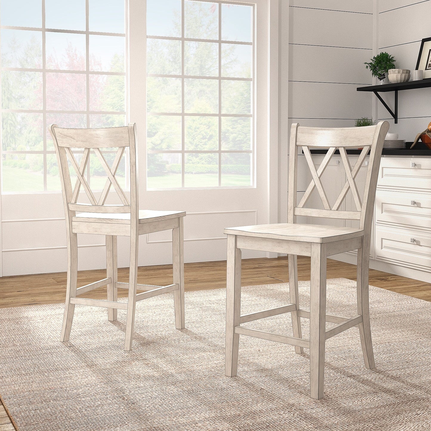 Chaises de bar Ronda à dossier double en X (lot de 2)