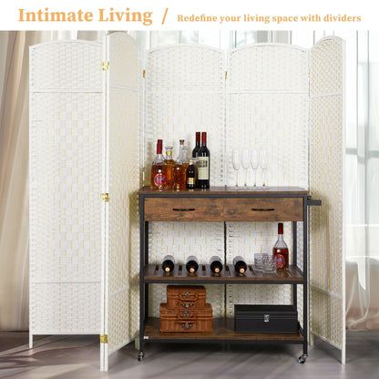 Paravent pliable, séparateur de pièce, hauteur 1,8 m, en fibre tressée, à poser au sol, pour plus d'intimité