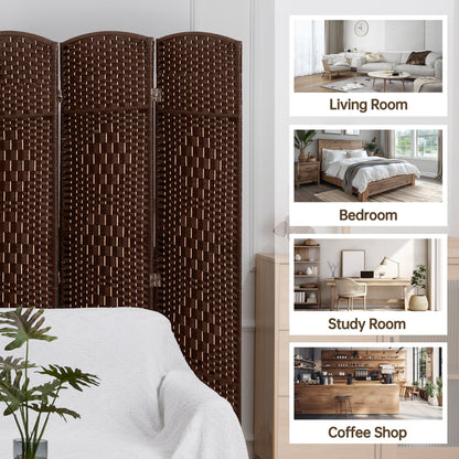 Paravent pliable, séparateur de pièce, hauteur 1,8 m, en fibre tressée, à poser au sol, pour plus d'intimité