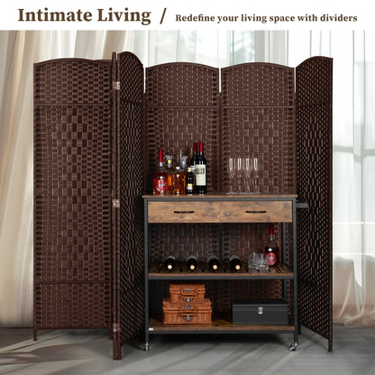 Paravent pliable, séparateur de pièce, hauteur 1,8 m, en fibre tressée, à poser au sol, pour plus d'intimité