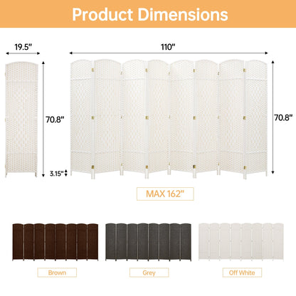 Paravent pliable, séparateur de pièce, hauteur 1,8 m, en fibre tressée, à poser au sol, pour plus d'intimité