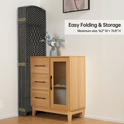 Paravent pliable, séparateur de pièce, hauteur 1,8 m, en fibre tressée, à poser au sol, pour plus d'intimité