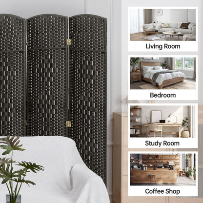 Paravent pliable, séparateur de pièce, hauteur 1,8 m, en fibre tressée, à poser au sol, pour plus d'intimité