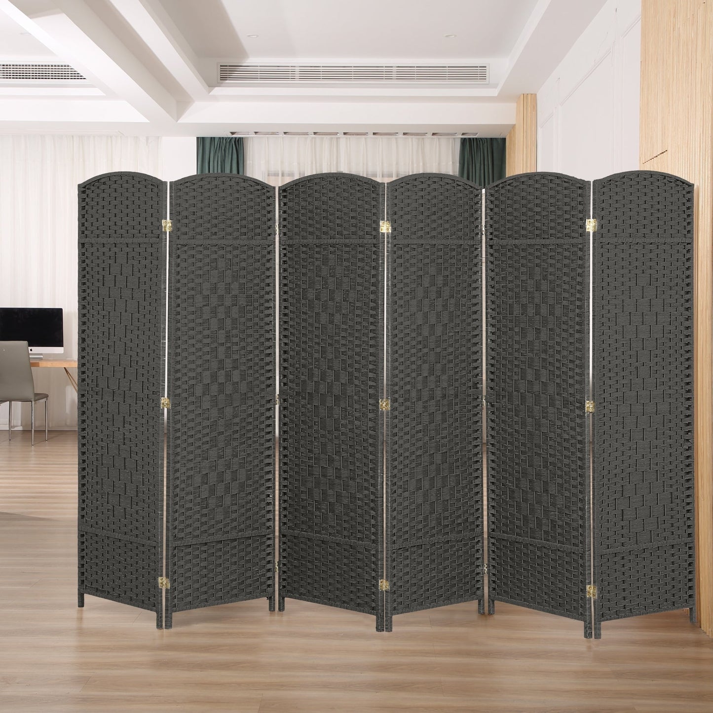 Paravent pliable, séparateur de pièce, hauteur 1,8 m, en fibre tressée, à poser au sol, pour plus d'intimité