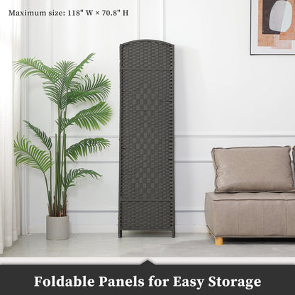 Paravent pliable, séparateur de pièce, hauteur 1,8 m, en fibre tressée, à poser au sol, pour plus d'intimité