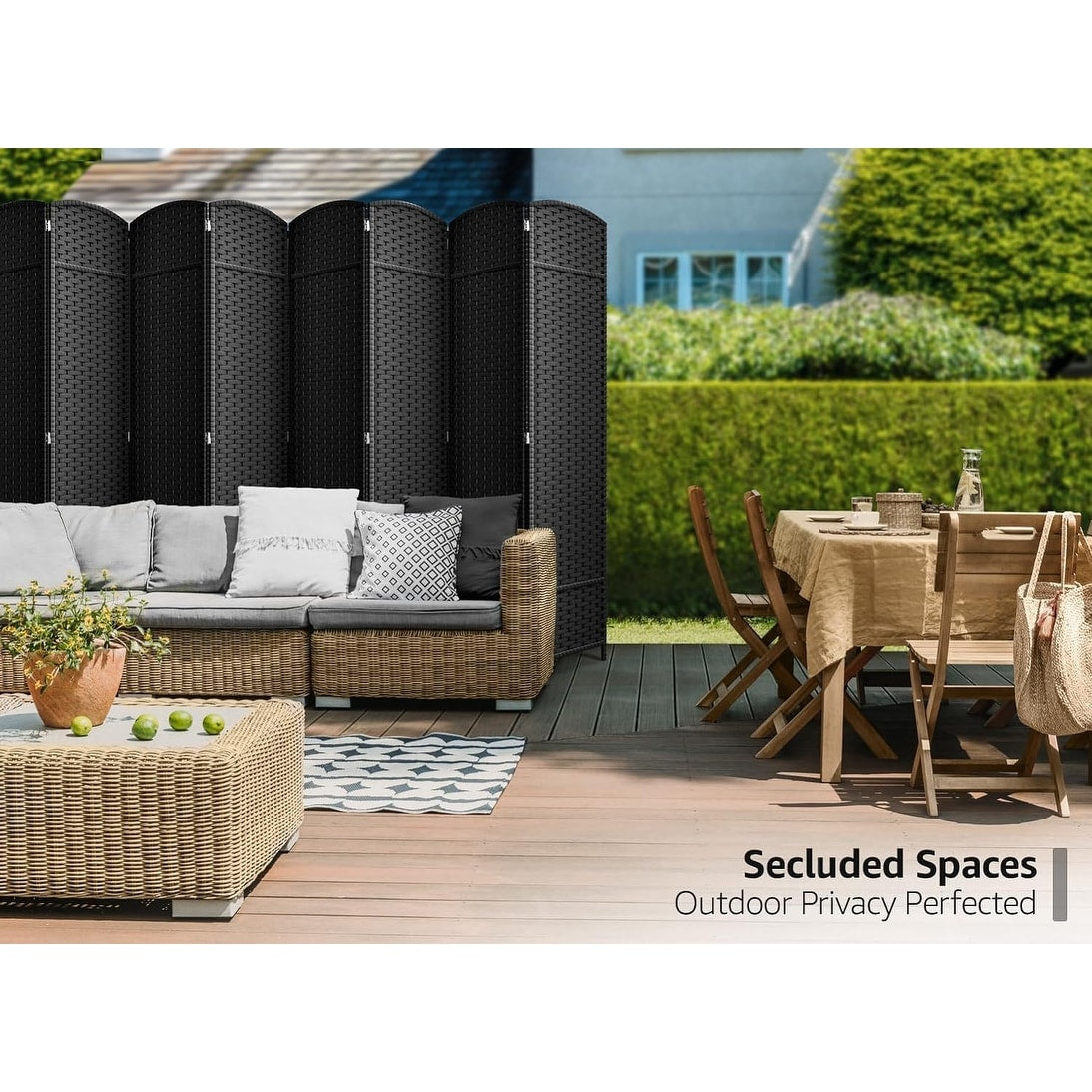 Paravent pliable pour séparer les pièces, écran de confidentialité, cloison haute, mur pliable, 8 panneaux - 244 cm L x 49,5 cm l x 175 cm H