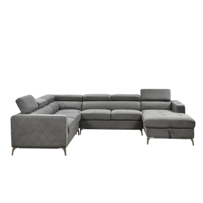 Roomfitters 122 Canapé Sectionnel Extra-Large avec Chaise Longue et Range-Ménage, Canapé Contemporain en Forme de U à 7 Places