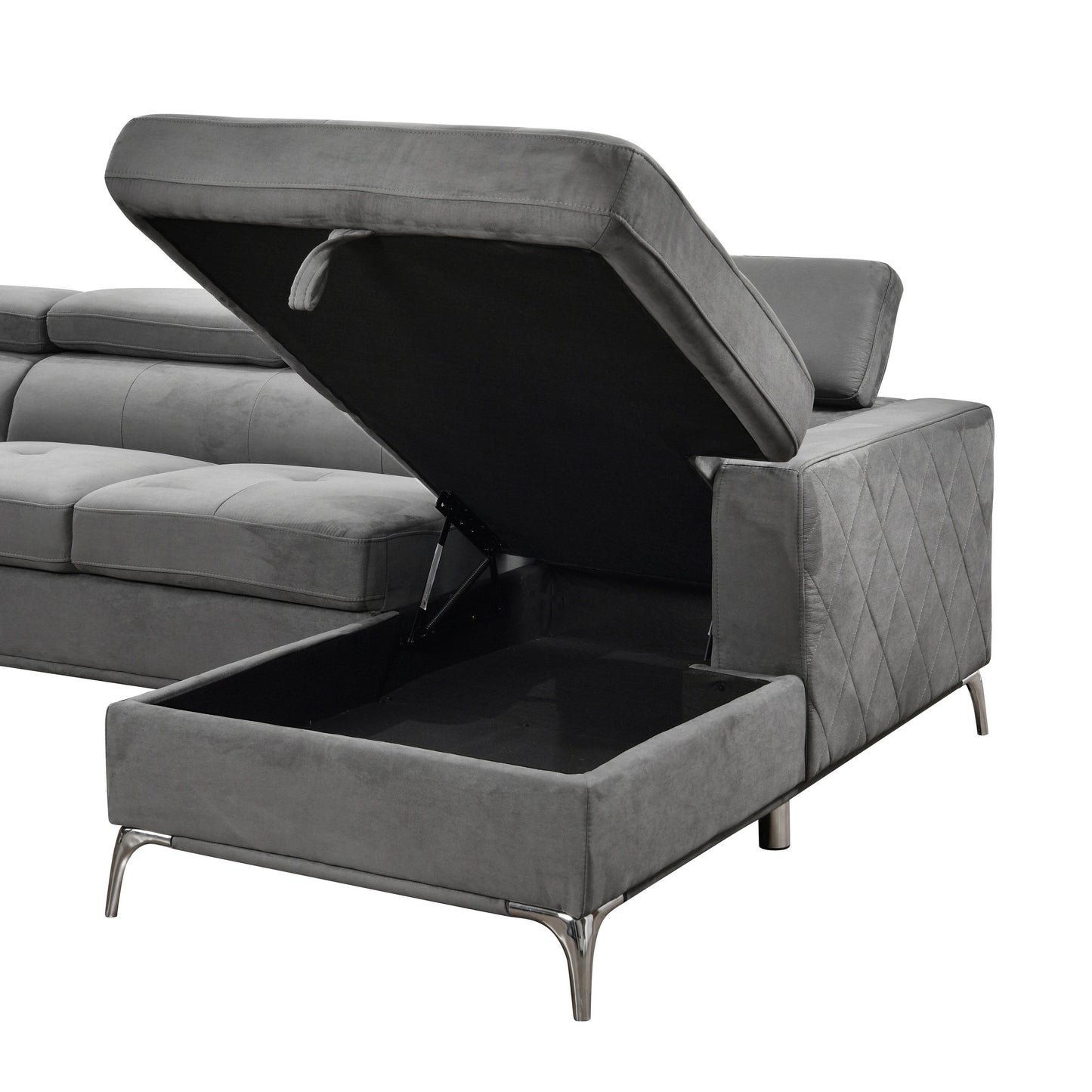 Roomfitters 122 Canapé Sectionnel Extra-Large avec Chaise Longue et Range-Ménage, Canapé Contemporain en Forme de U à 7 Places