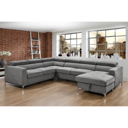 Roomfitters 122 Canapé Sectionnel Extra-Large avec Chaise Longue et Range-Ménage, Canapé Contemporain en Forme de U à 7 Places