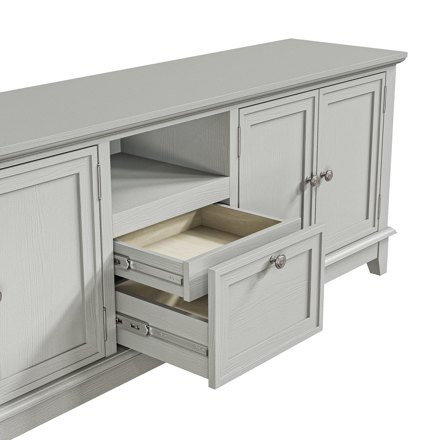 Meuble TV rustique de 72 pouces avec étagères réglables et rangement caché - 72 pouces de largeur