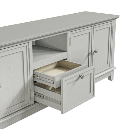 Meuble TV rustique de 72 pouces avec étagères réglables et rangement caché - 72 pouces de largeur