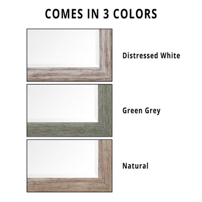 Grand miroir mural rustique - Miroir pleine longueur rectangulaire avec cadre en bois 66 x 32 pouces pour salon, chambre à coucher