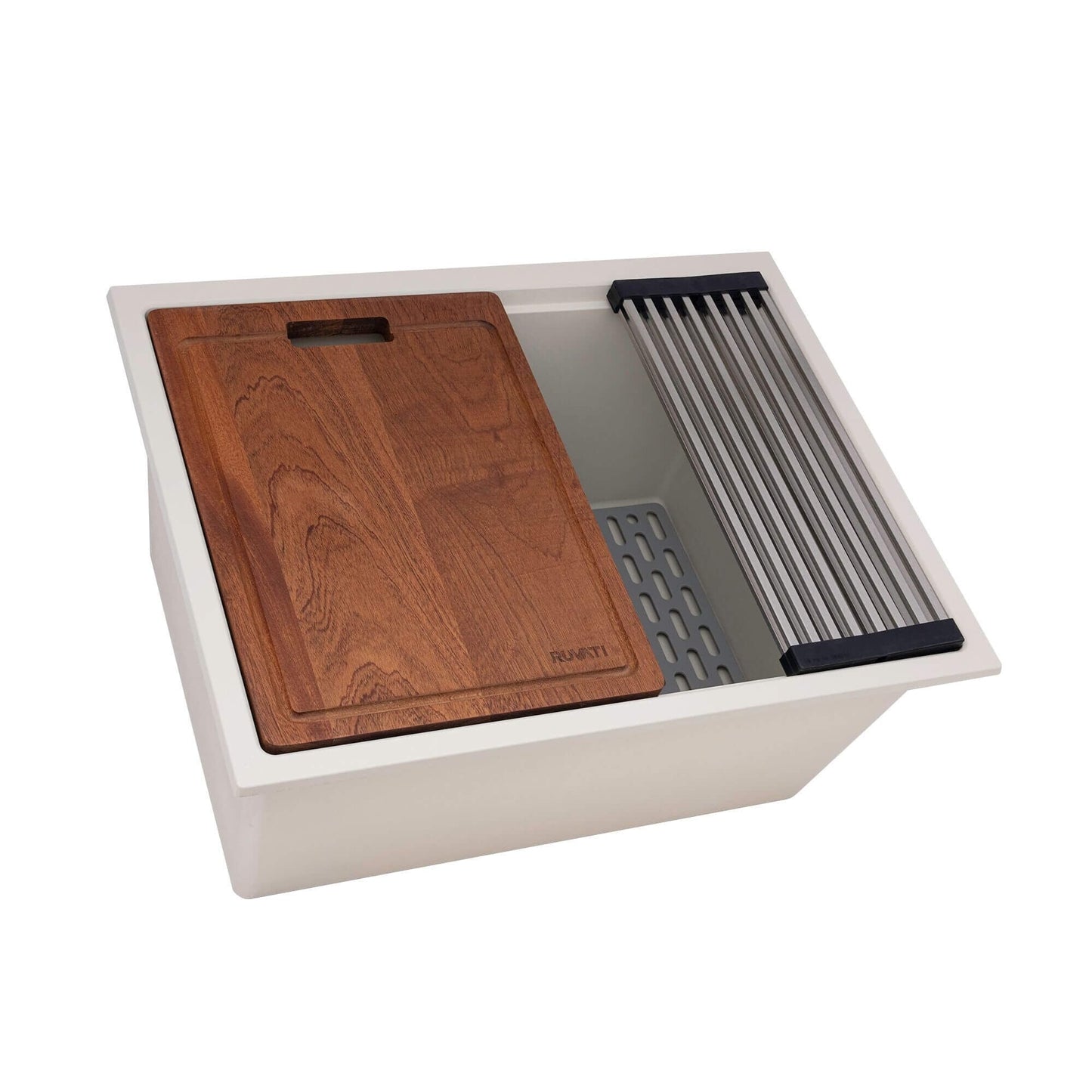 Ruvati Lavabo de buanderie à encastrer sous plan de travail Workstation Warm White en epiRock de 25 pouces - RVG2321WB