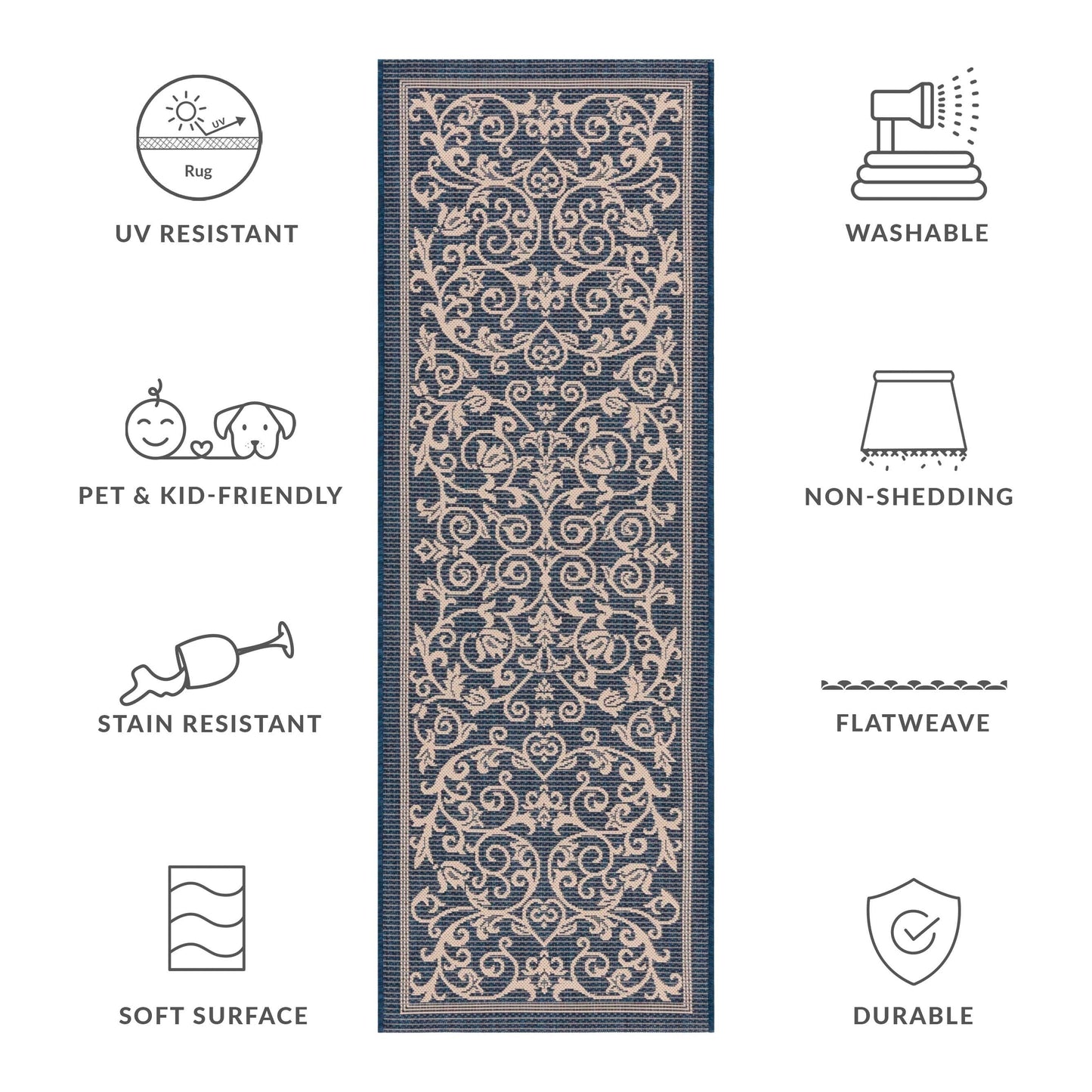 SAFAVIEH Courtyard Miljeta Indoor/ Outdoor Waterproof Patio Backyard Rug