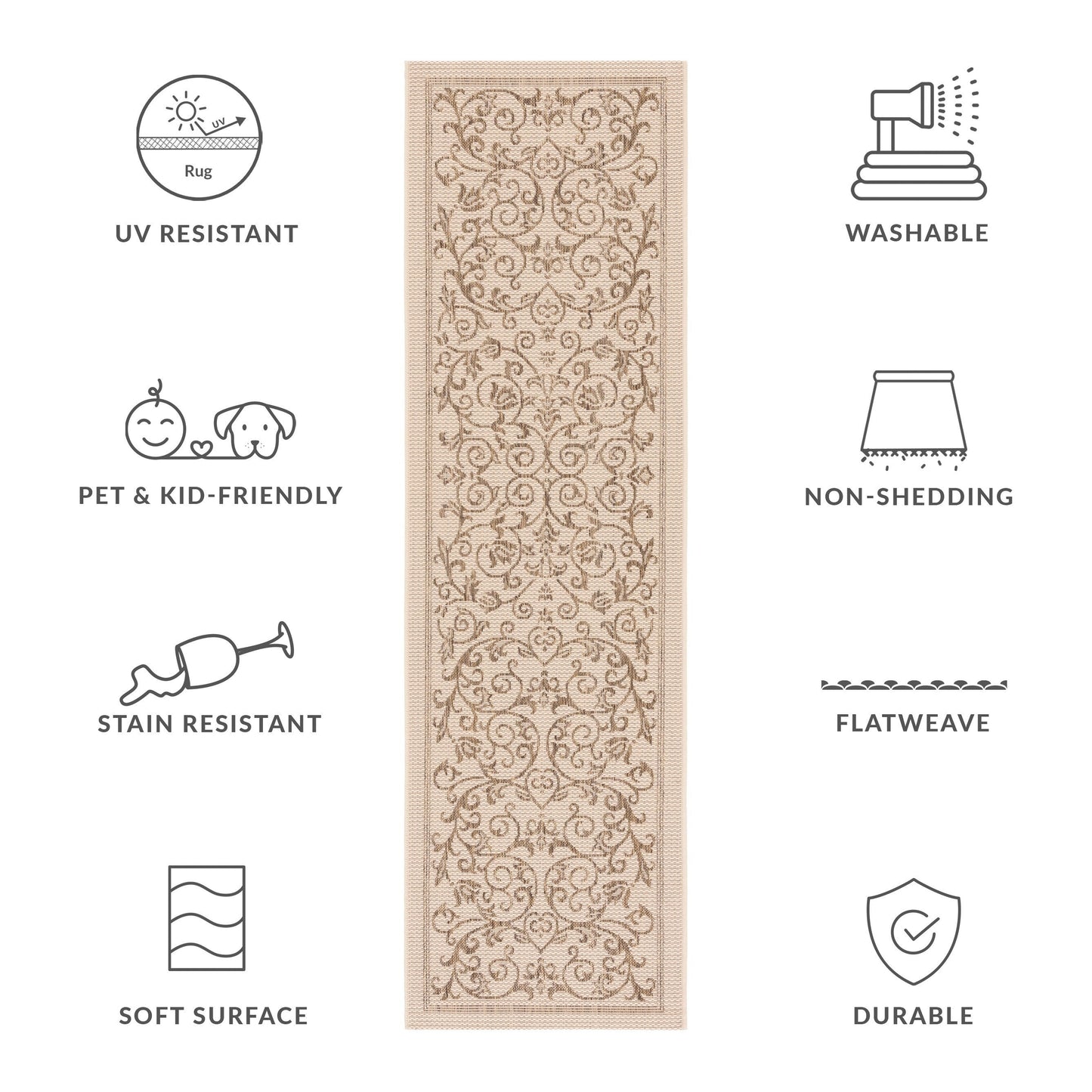 SAFAVIEH Courtyard Miljeta Indoor/ Outdoor Waterproof Patio Backyard Rug