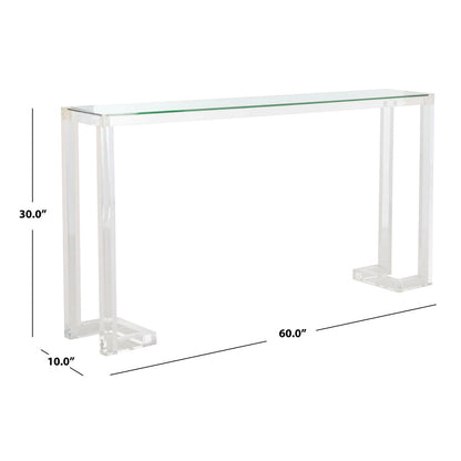 Table console en acrylique Couture Camryn de SAFAVIEH - Transparent - 60 L x 10 l x 30 h - 52Lx10Lx30H