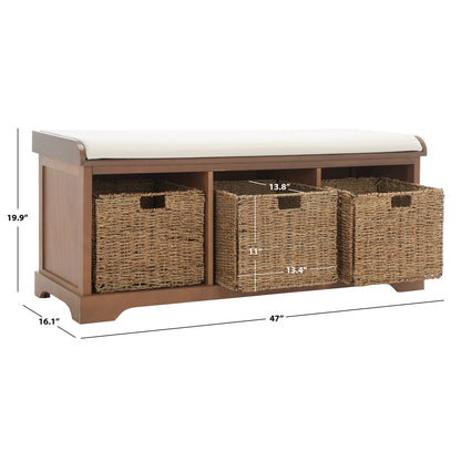 Banc de rangement SAFAVIEH Eola gris/blanc - 47 x 16,1 x 19,9 - 47Lx16Px20H