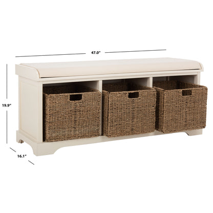Banc de rangement SAFAVIEH Eola gris/blanc - 47 x 16,1 x 19,9 - 47Lx16Px20H