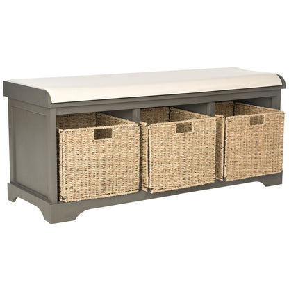 Banc de rangement SAFAVIEH Eola gris/blanc - 47 x 16,1 x 19,9 - 47Lx16Px20H