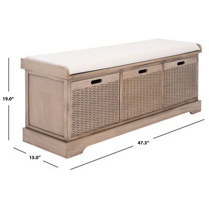 Banc de rangement avec 3 tiroirs et coussin SAFAVIEH Fiorello - 120 L x 38 l x 48 h - 120Lx38Lx48H