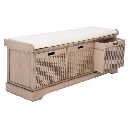 Banc de rangement avec 3 tiroirs et coussin SAFAVIEH Fiorello - 120 L x 38 l x 48 h - 120Lx38Lx48H