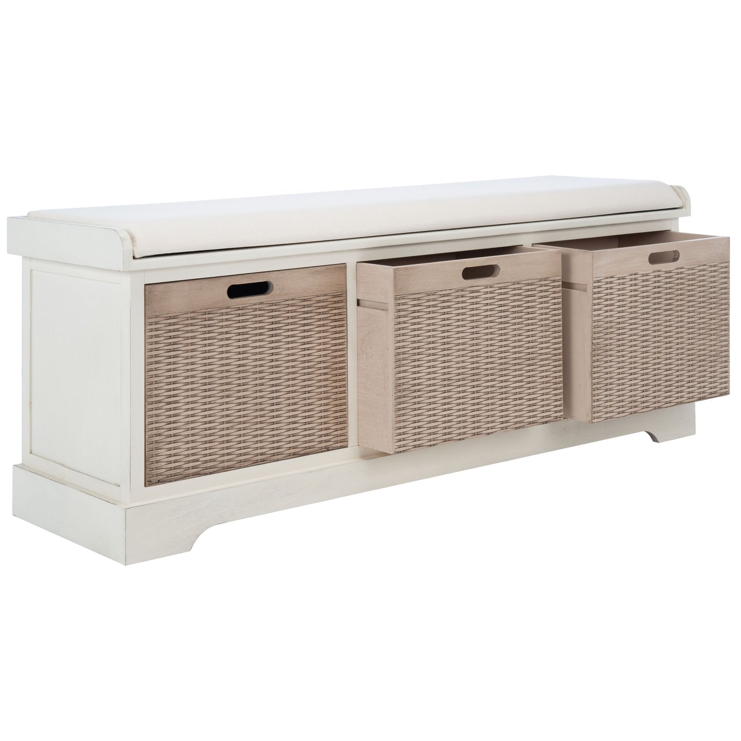 Banc de rangement avec 3 tiroirs et coussin SAFAVIEH Fiorello - 120 L x 38 l x 48 h - 120Lx38Lx48H