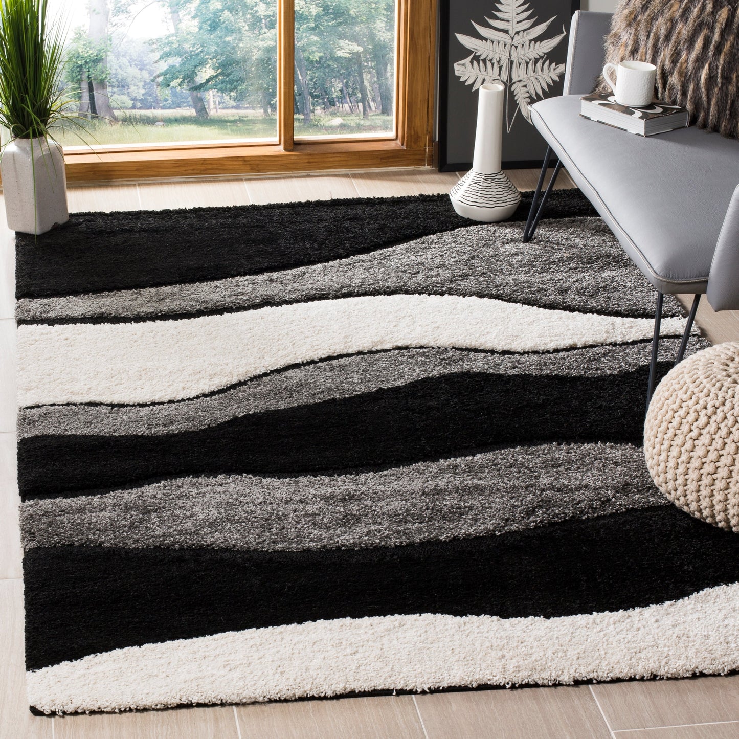 SAFAVIEH Florida Shag Melahat Abstract Wave 1.2-inch Thick Rug