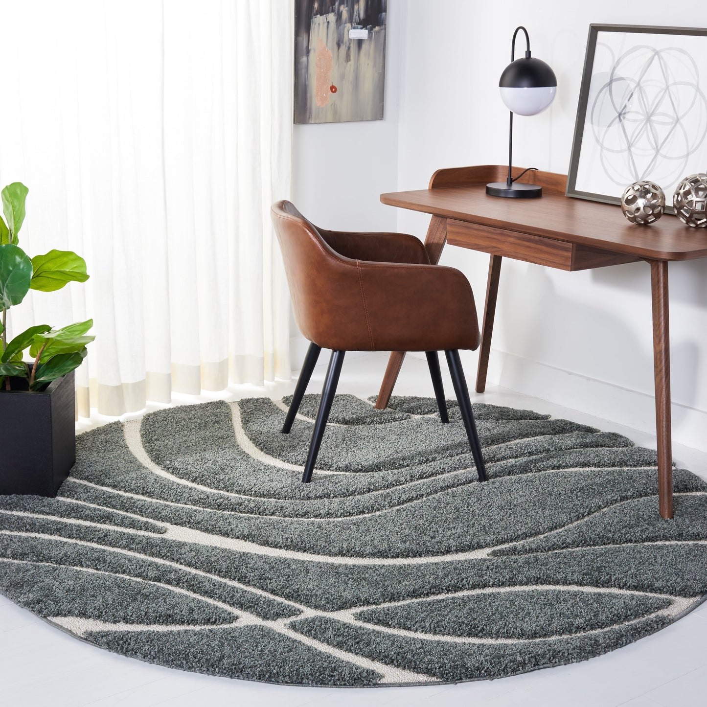 SAFAVIEH Florida Shag Staka Abstract Waves 1.2-inch Area Rug