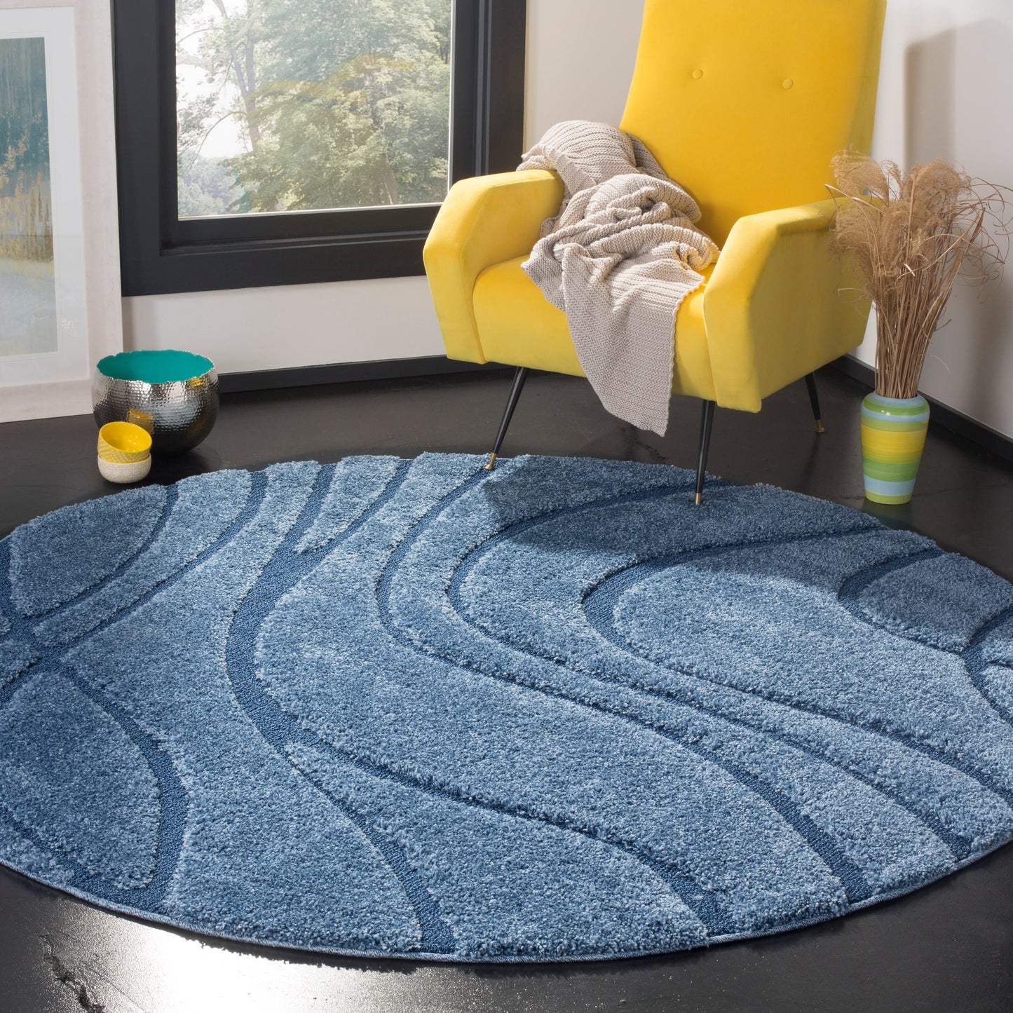 SAFAVIEH Florida Shag Staka Abstract Waves 1.2-inch Area Rug