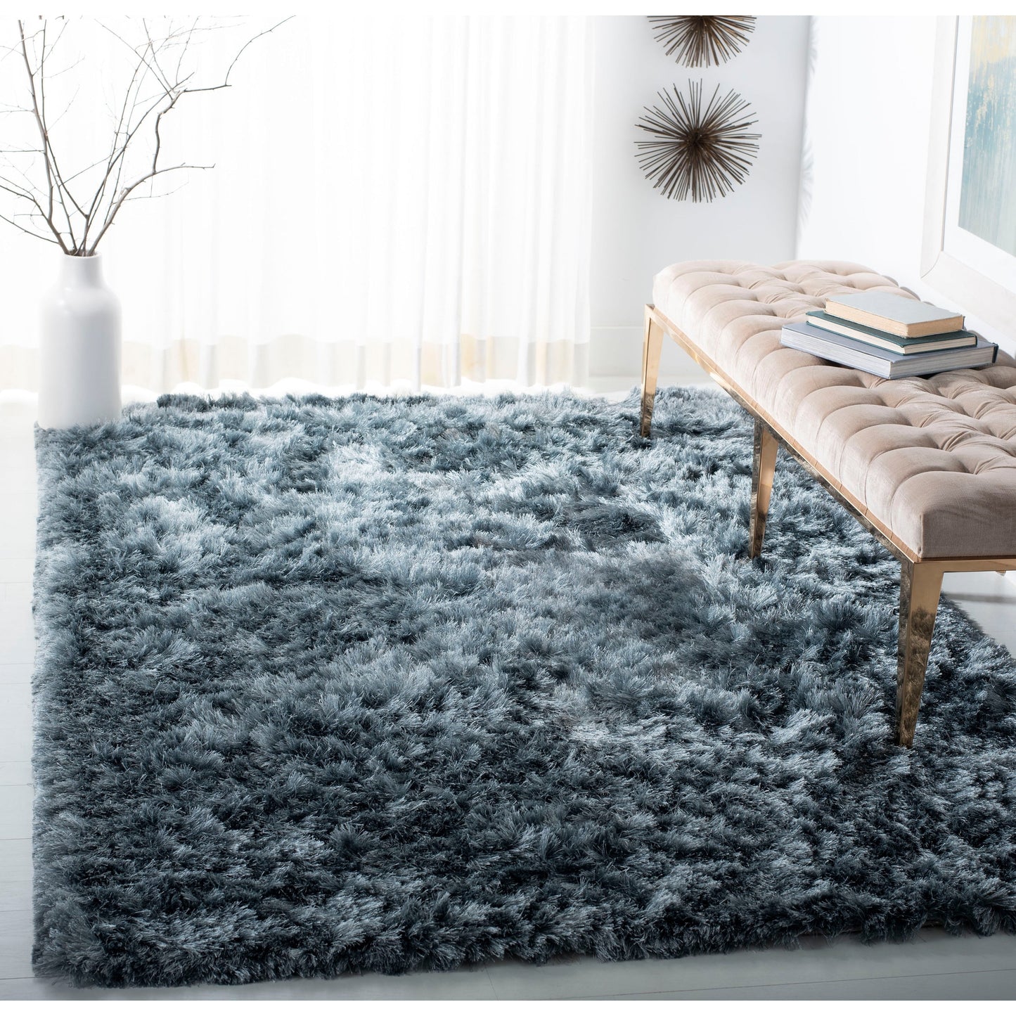 SAFAVIEH Handmade Ocean Shag Marilijn Glam 2.5-inch Thick Rug