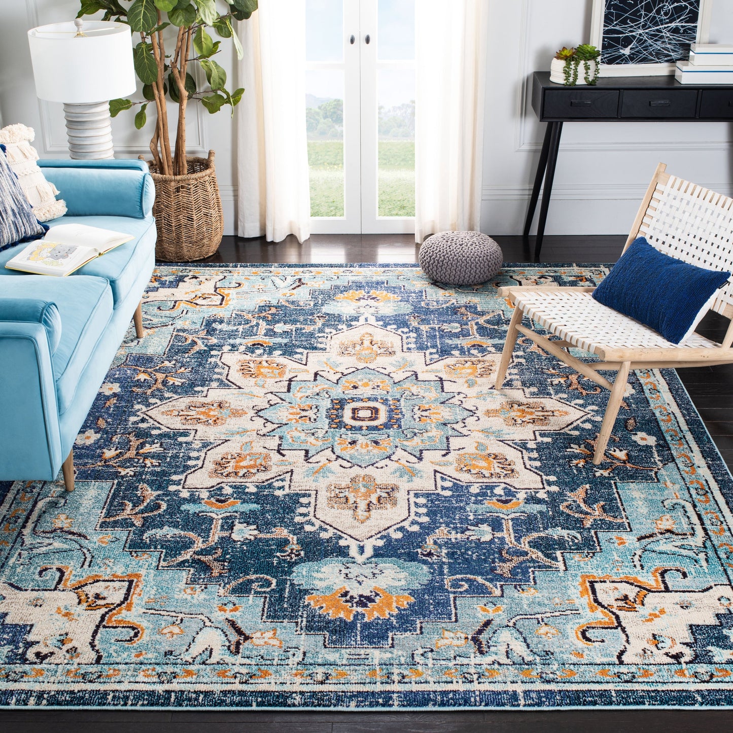 SAFAVIEH Madison Katelijne Boho Medallion Distressed Area Rug