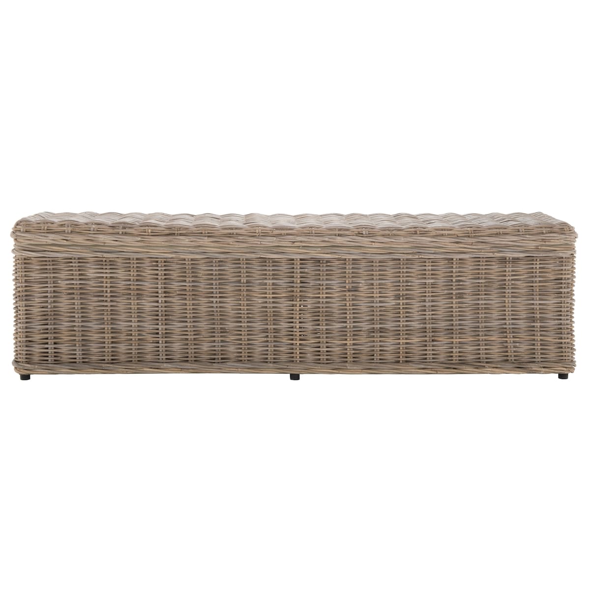 Coffre de rangement en rotin naturel gris SAFAVIEH Marcelien - 63 x 18,1 x 18,7 - 63Lx18Px19H