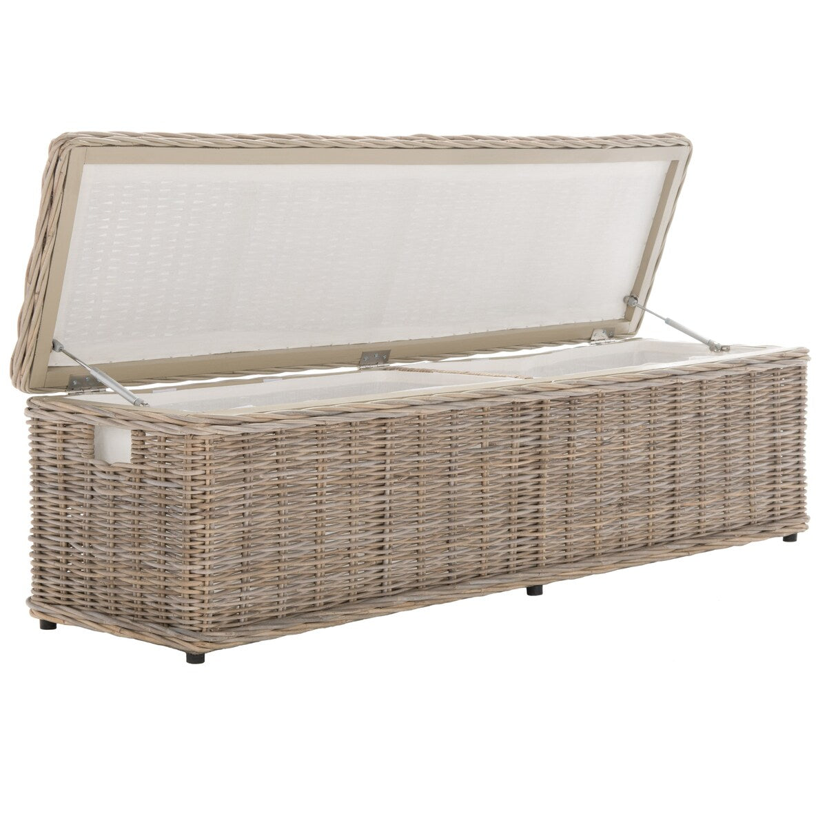 Coffre de rangement en rotin naturel gris SAFAVIEH Marcelien - 63 x 18,1 x 18,7 - 63Lx18Px19H