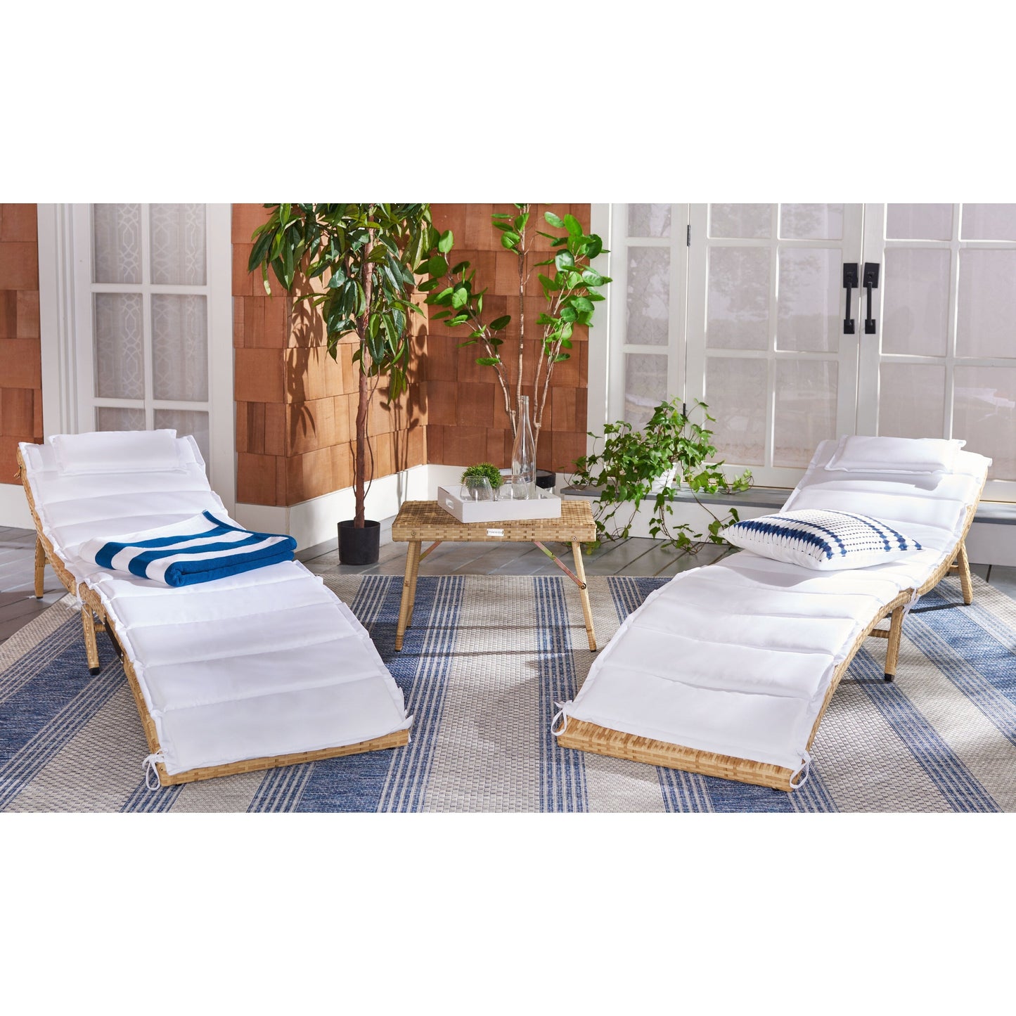 Ensemble de chaises longues de jardin Blaguna 3 pièces de SAFAVIEH - 83L x 20P x 24H