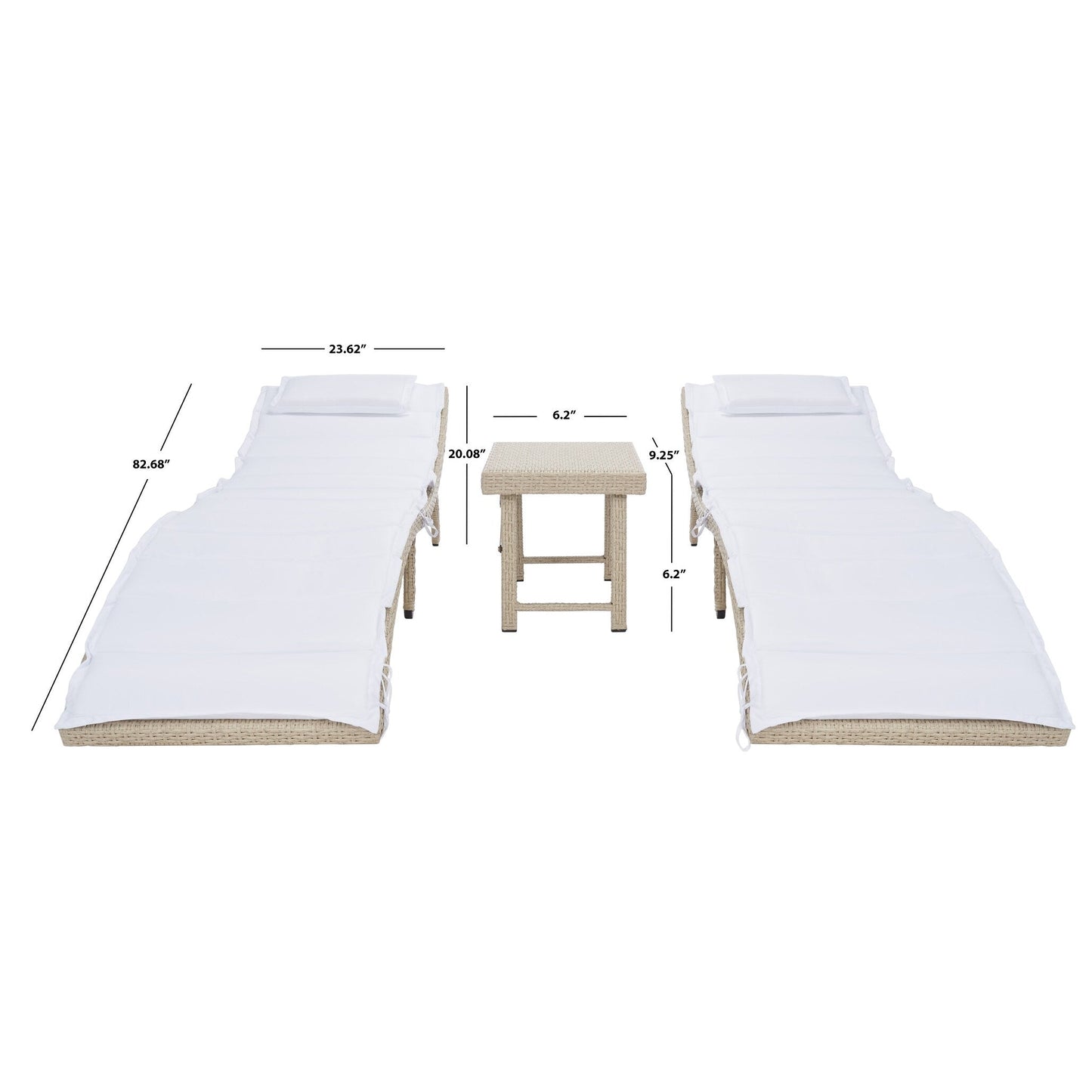 Ensemble de chaises longues de jardin Blaguna 3 pièces de SAFAVIEH - 83L x 20P x 24H