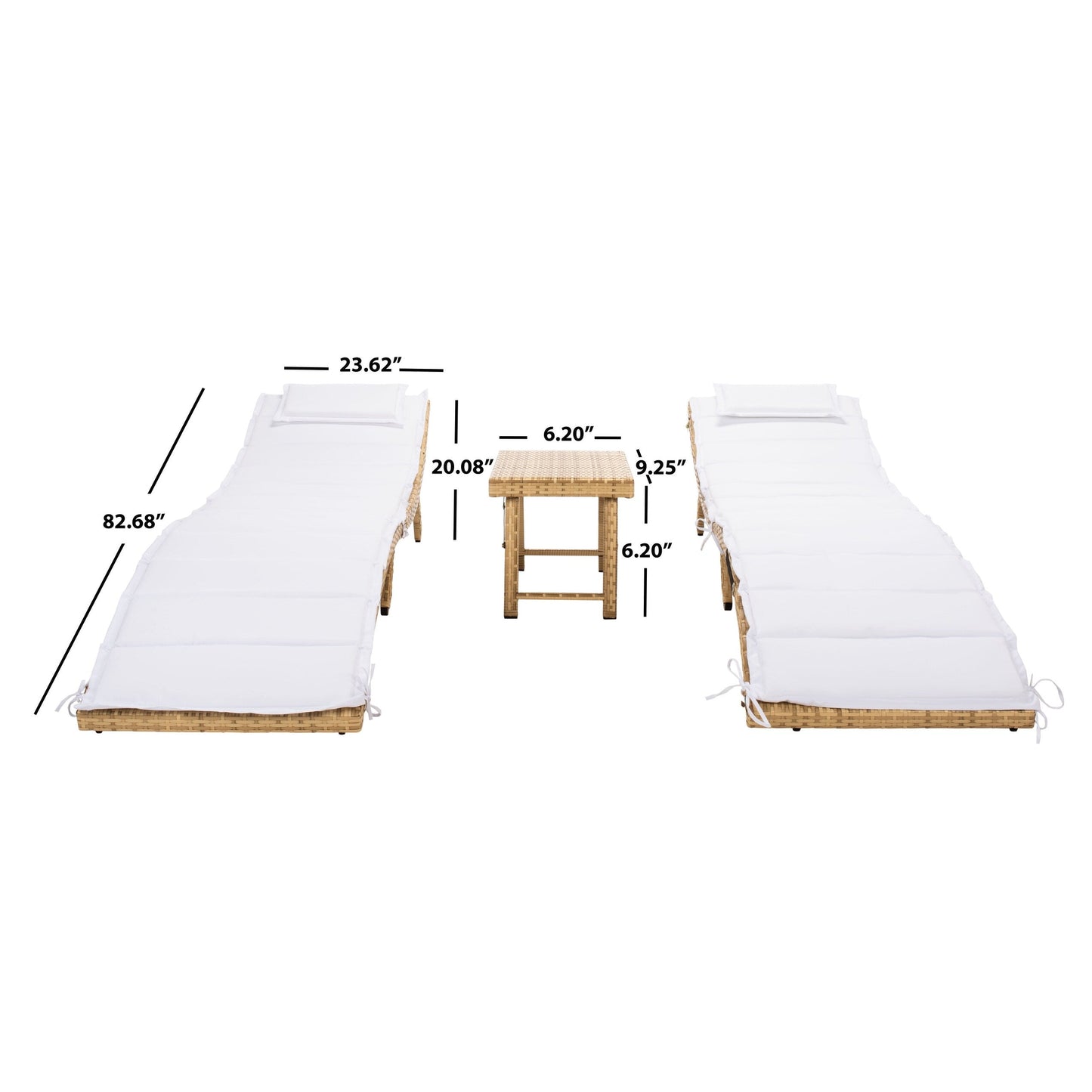 Ensemble de chaises longues de jardin Blaguna 3 pièces de SAFAVIEH - 83L x 20P x 24H