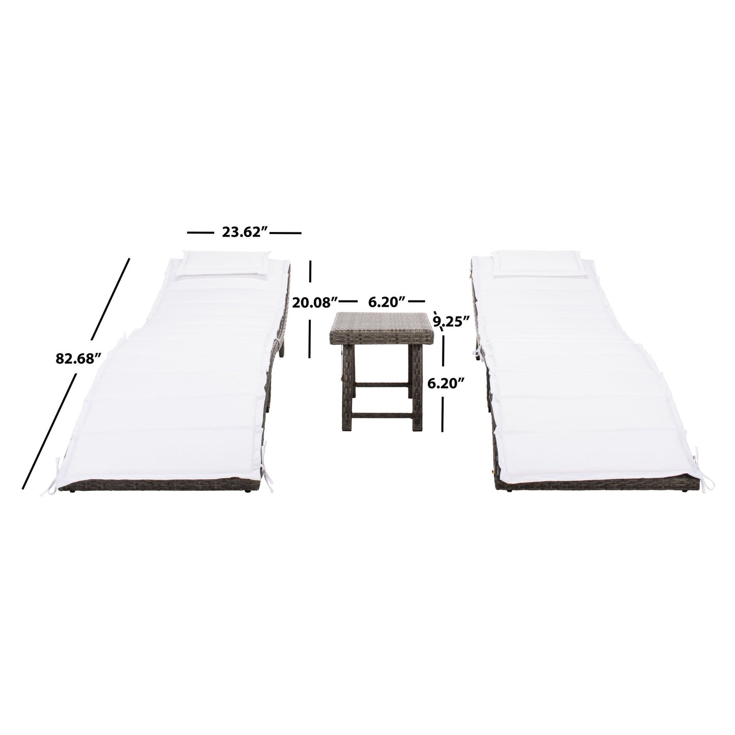 Ensemble de chaises longues de jardin Blaguna 3 pièces de SAFAVIEH - 83L x 20P x 24H