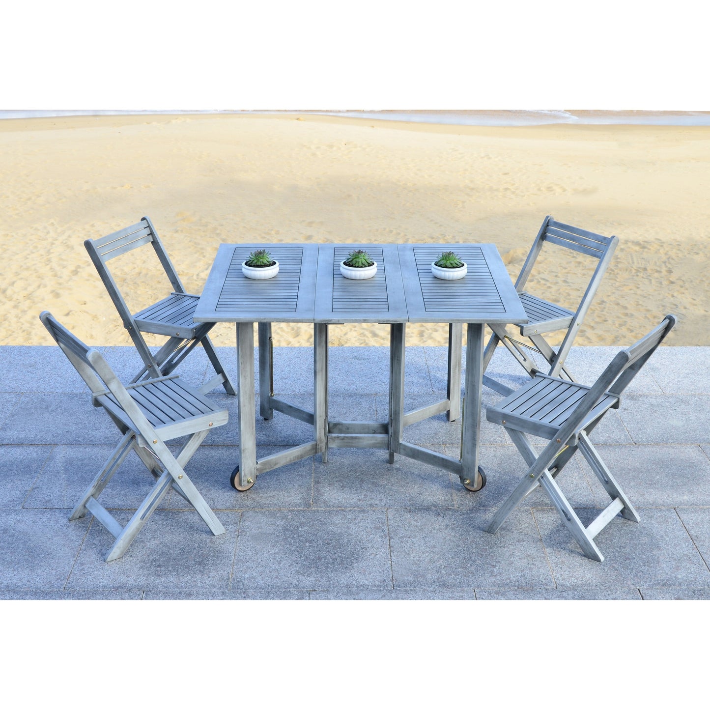 Ensemble de table de jardin SAFAVIEH Brandy 5 pièces - 109 L x 89 P x 74 H (cm)