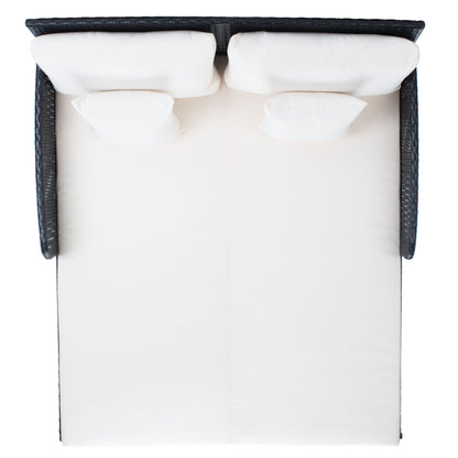 SAFAVIEH Taniyah, méridienne en osier d'extérieur avec coussins et oreillers - 135L x 71P x 157H (cm)