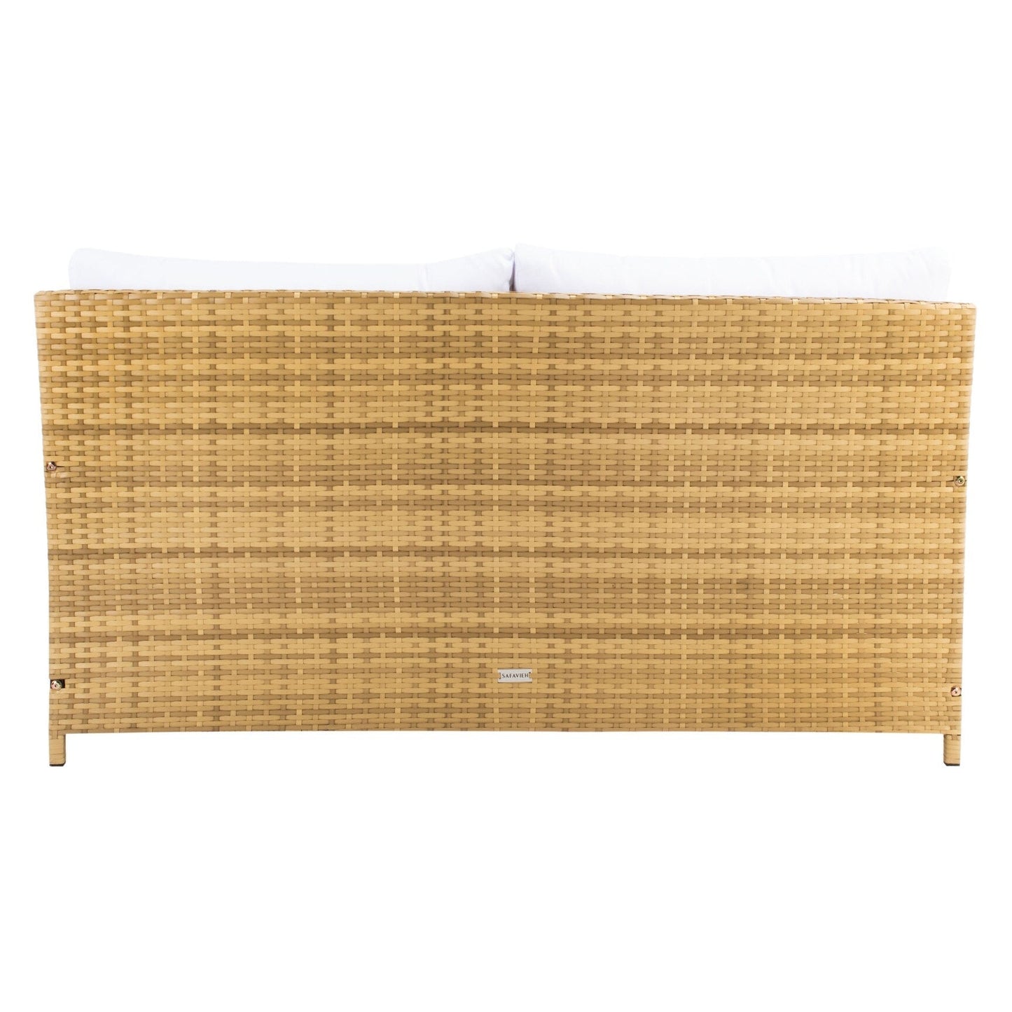 SAFAVIEH Taniyah, méridienne en osier d'extérieur avec coussins et oreillers - 135L x 71P x 157H (cm)