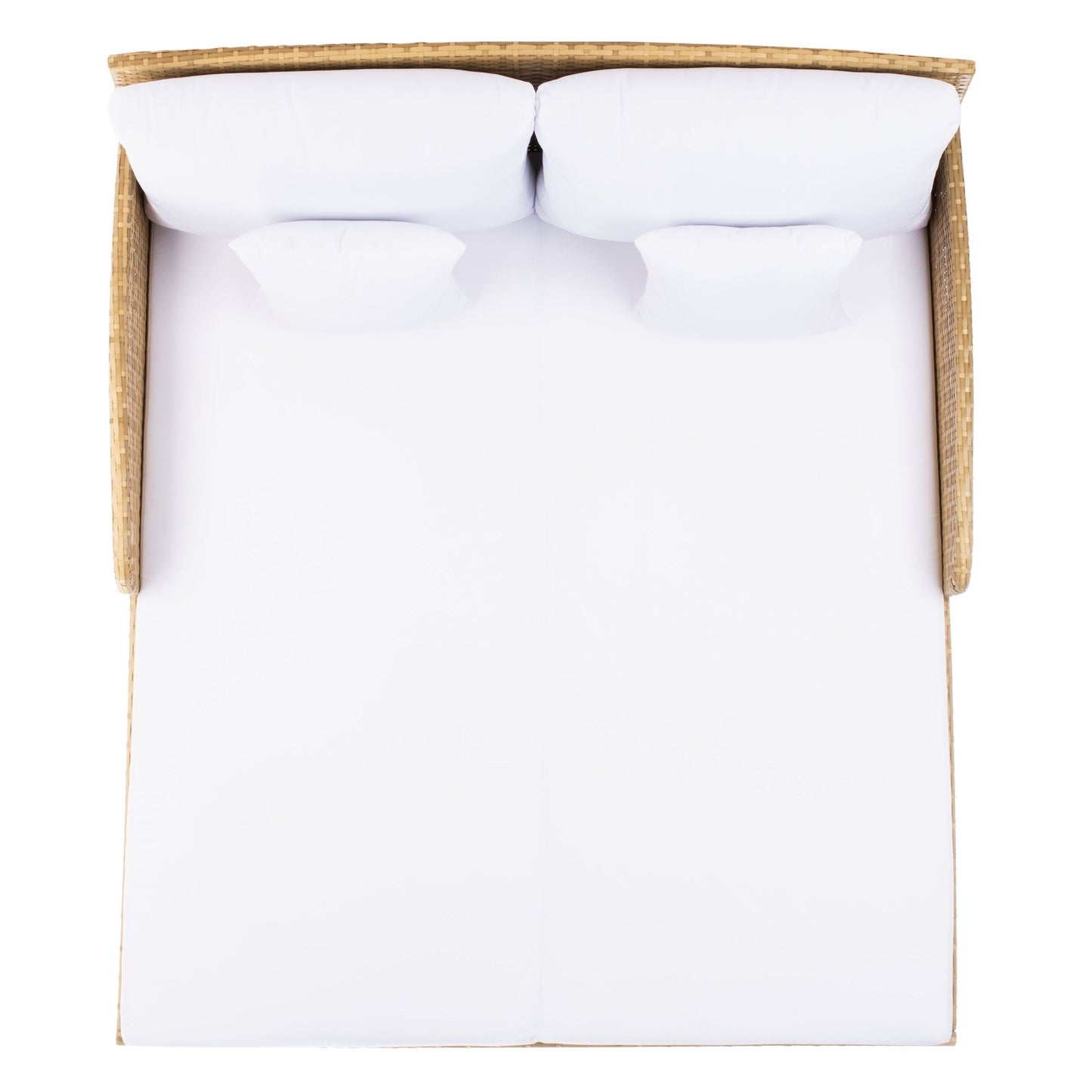 SAFAVIEH Taniyah, méridienne en osier d'extérieur avec coussins et oreillers - 135L x 71P x 157H (cm)