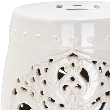 SAFAVIEH Sharareh Antique White Ceramic Decorative Garden Stool